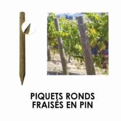 Piquet Bois Rond - Pin Scandinave - Fraisé