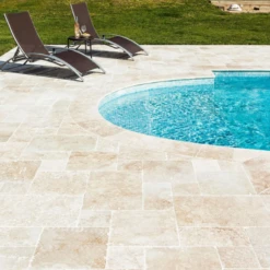 Dalles Opus Romain Travertin Rustic Beige Vieilli 1er Choix