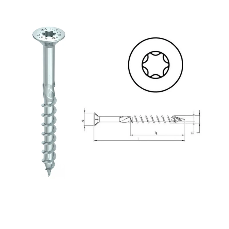 Vis Tête Fraisée - HECO-Drive - Zinguée Blanc - ø 4,5 Mm 1 Vis Tête Fraisée - HECO-Drive - Zinguée Blanc - ø 4,5 Mm