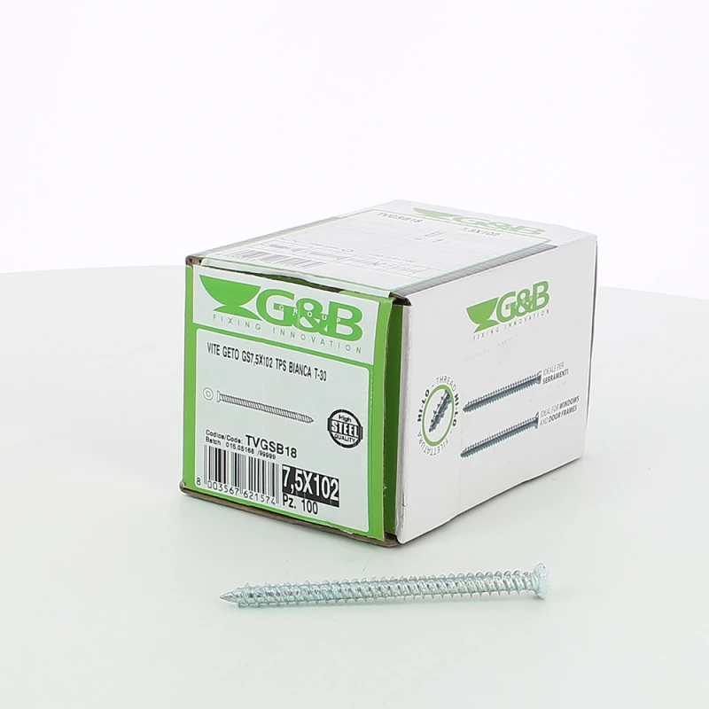 Vis Geto GS T30 ∅7,5 Mm Large à Tête Fraisée Pour Béton Menuiserie 1 Vis Geto GS T30 ∅7,5 Mm Large à Tête Fraisée Pour Béton Menuiserie